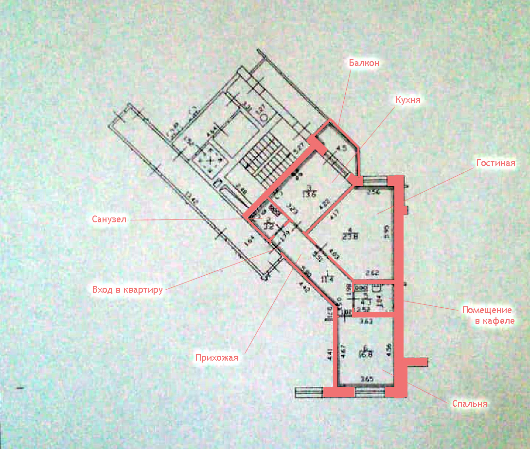 Интересная планировка: изолированные комнаты 17 и 24 кв.м, кухня 14 кв.м, двухсторонняя